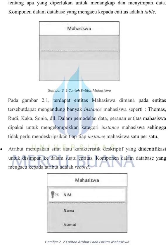 Gambar 2. 1 Contoh Entitas Mahasiswa 