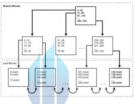 Gambar 2. 4 Struktur Internal Pada B-tree Index   (Sumber : Oracle Database Concepts 11g Release 2 (11.2)) 