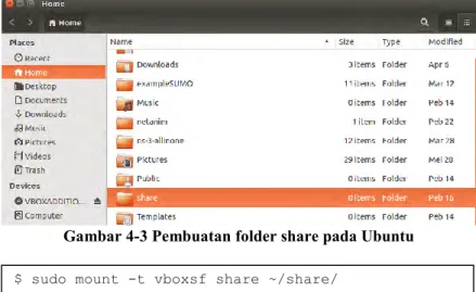 Gambar 4-3 Pembuatan folder share pada Ubuntu 