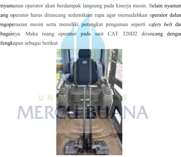 Gambar 3.5 Ruang Operator pada unit CAT 320D2 
