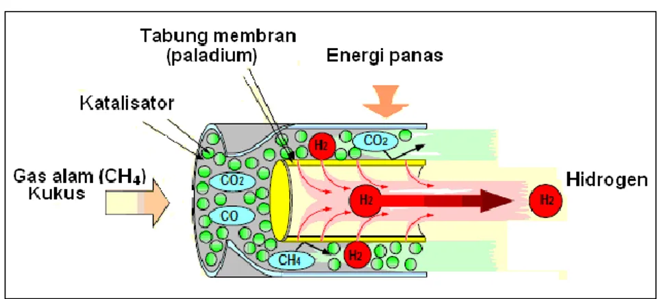 Gambar 1. Skema membrane reformer untuk steam reforming gas alam [7] . 