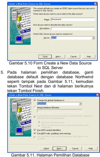 Gambar 5.10 Form Create a New Data Source  to SQL Server 