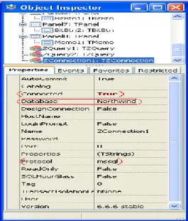 Gambar 4.6 Cara Mengkoneksikan Lazarus 0.9.28 dengan   SQL Server 2000 