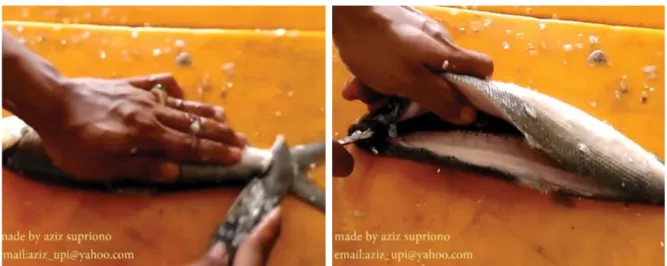 Gambar 10. Membersihkan sirip dan sisik ikan - Sumber : https://youtu.be/DG8Ux-DGiFY
