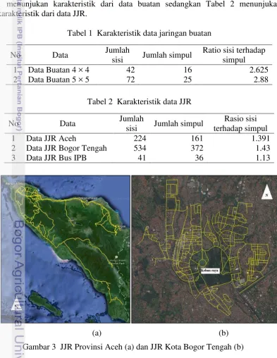 Tabel 1  Karakteristik data jaringan buatan  