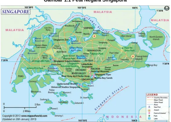 Gambar 1.1 Peta Negara Singapura 
