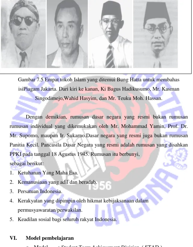 Gambar 7.5 Empat tokoh Islam yang ditemui Bung Hatta untuk membahas  isiPiagam Jakarta