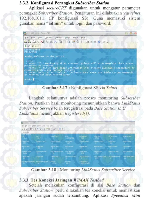 Gambar 3.17 : Konfigurasi SS via Telnet 