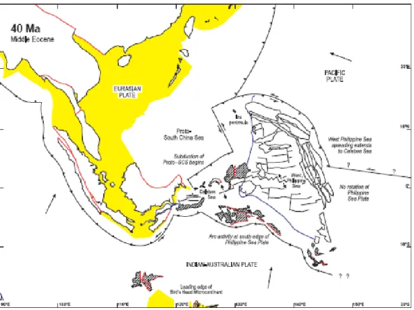 Gambar 3 : Struktur geologi pada 40 Ma.