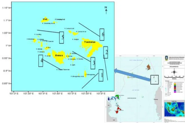 Gambar 1. Lokasi penelitian di sekitar Kepulauan Tambelan. 