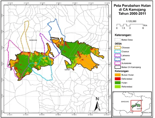 Gambar 14 Peta Perubahan Hutan di CA Kamojang Tahun 2000-2011 