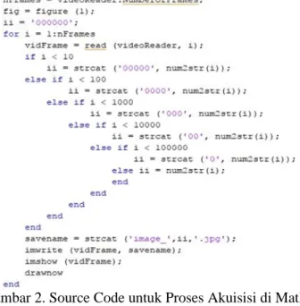 Gambar 2. Source Code untuk Proses Akuisisi di Matlab 
