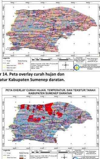 Gambar 14. Peta overlay curah hujan dan  temperatur Kabupaten Sumenep daratan. 
