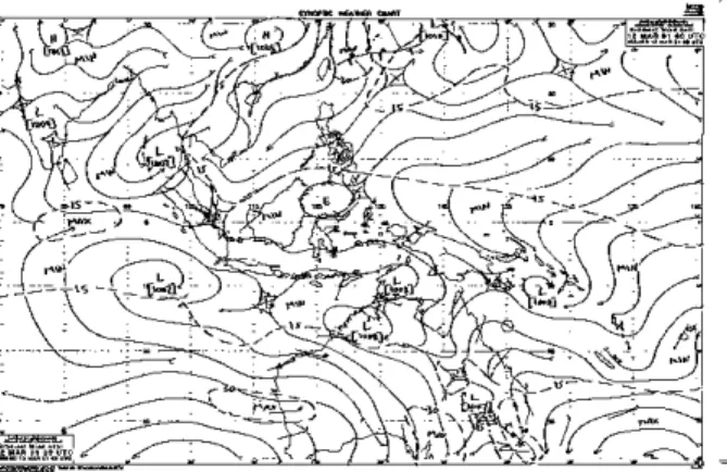 Gambar 4. Analisis angin gradient tanggal 16  Maret 2001, 19:00 wib. 