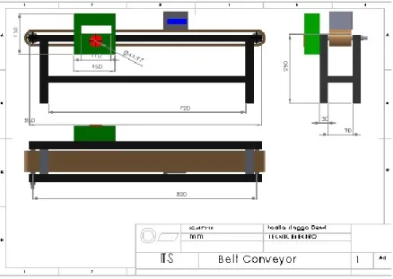 Gambar 3.7 Rancangan Conveyor Dengan Ukuran 