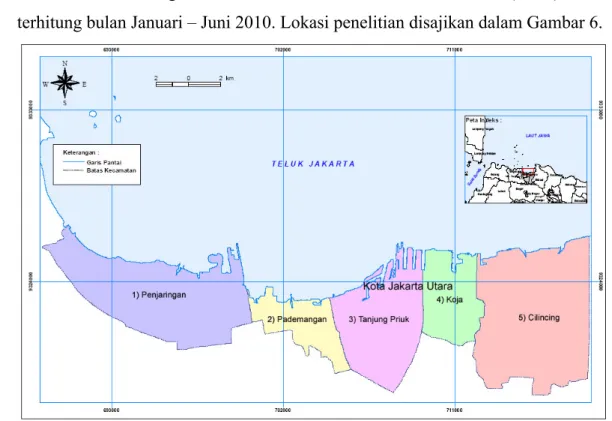 Gambar 6  Lokasi penelitian di Pantai Utara Jakarta  3.2  Bahan dan Peralatan 