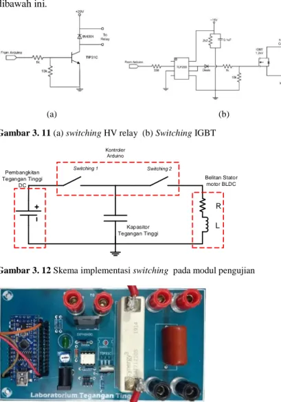 Gambar 3. 11 (a) switching HV relay  (b) Switching IGBT                                                     