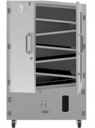 Gambar 3.1 Susunan lima rak penyimpanan yang membentuk  sudut tertentu di ruang oven 