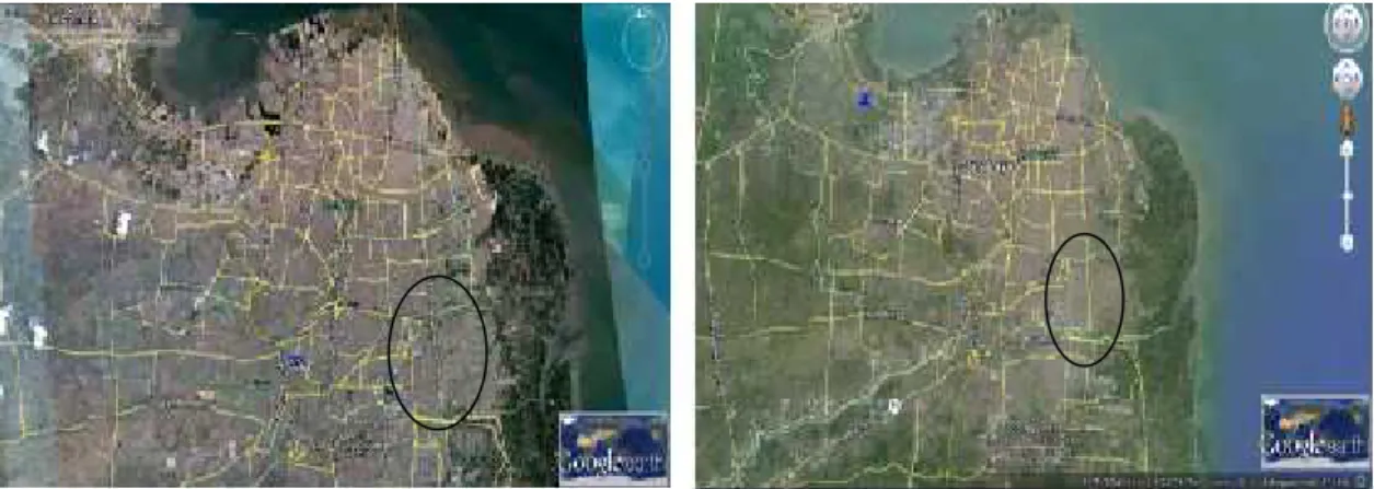 Gambar 1.1 Peta Penggunaan Lahan dan Jaringan Jalan Kota Surabaya Tahun 2010 dan Tahun 2015 dengan menggunakan Citra Satelit