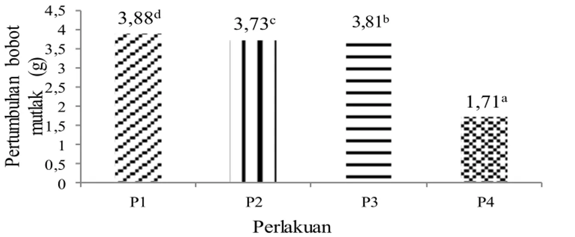 Gambar 3. Rata-rata pertumbuhan bobot mutlak larva ikan gabus 