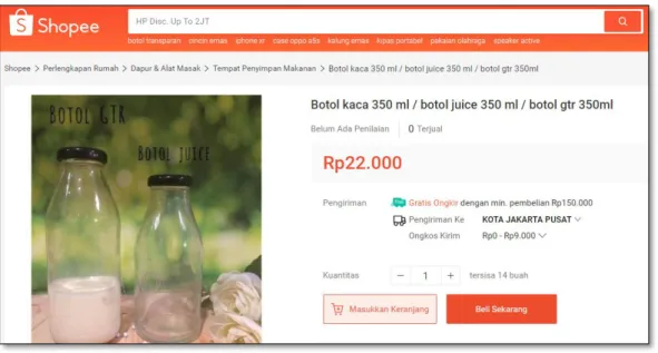 Gambar 1.6. Harga botol kaca ukuran 350 ml 