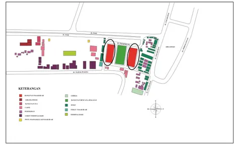Gambar 1 Peta lokasi Pasar Buah Kota Lhokseumawe 