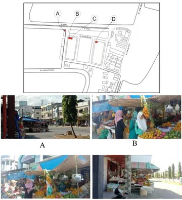 Gambar 2 Peta Titik pedagang buah pada Pasar Buah Kota Lhokseumawe 