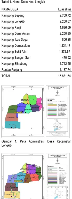 Gambar  1.  Peta  Administrasi  Desa  Kecamatan  Longkib 