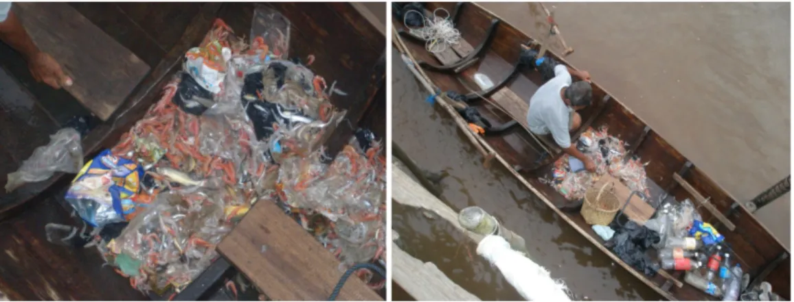 Gambar 5. Foto hasil tangkapan dan sampah yang ikut tertangkap 