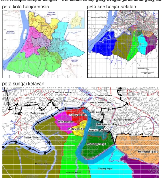 Gambar 1.2 Peta Kota, Kecamatan dan Sungai Banjarmasin  (Kecamatan Banjarmasin Selatan, 2013) 