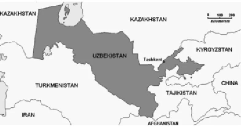 Gambar 2.1.  Peta Negara Uzbekistan 