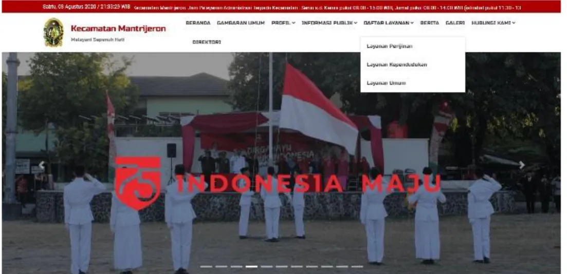 Gambar 2.8. Publikasi Daftar Layanan pada website Kecamatan Mantrijero