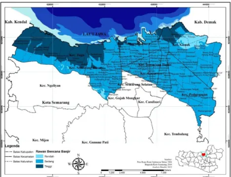 Gambar 2. Peta Rawan Bencana Rob dan Genangan Di Wilayah Pesisir Kota Semarang (analisis, 2015) 