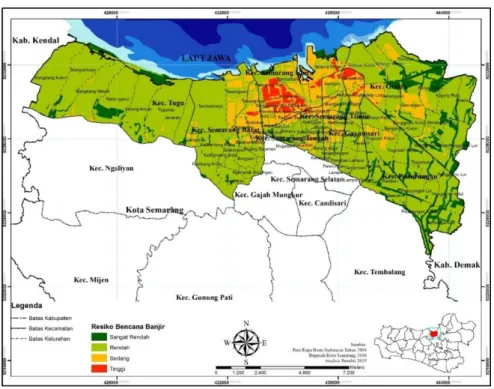 Gambar 4. Peta Resiko Bencana Rob dan Genangan Di Wilayah Pesisir Kota Semarang (analisis, 2015) 