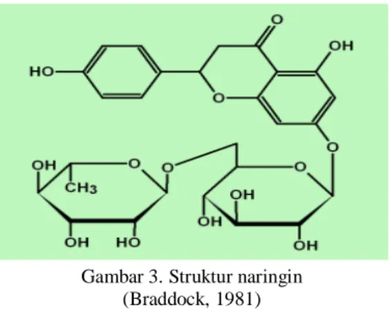 Gambar 3. Struktur naringin  (Braddock, 1981) 