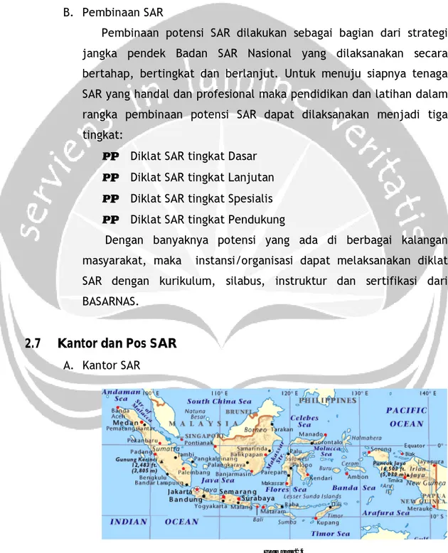 Gambar 2.4 Letak kantor SAR di Indonesia Sumber : www.basarnas.go.id (2007)