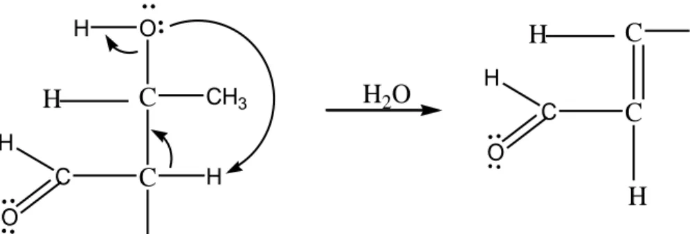 Gambar 5. Mekanisme reaksi pembentukan aldol dengan katalis asam  Sedangkan mekanisme enolat dengan menggunakan katalis basa  NaOH dapat dilihat pada Gambar  6