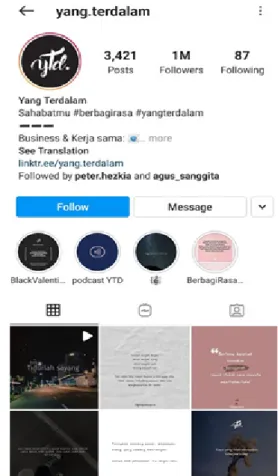 Gambar 11. Akun Instagram @yang.terdalam