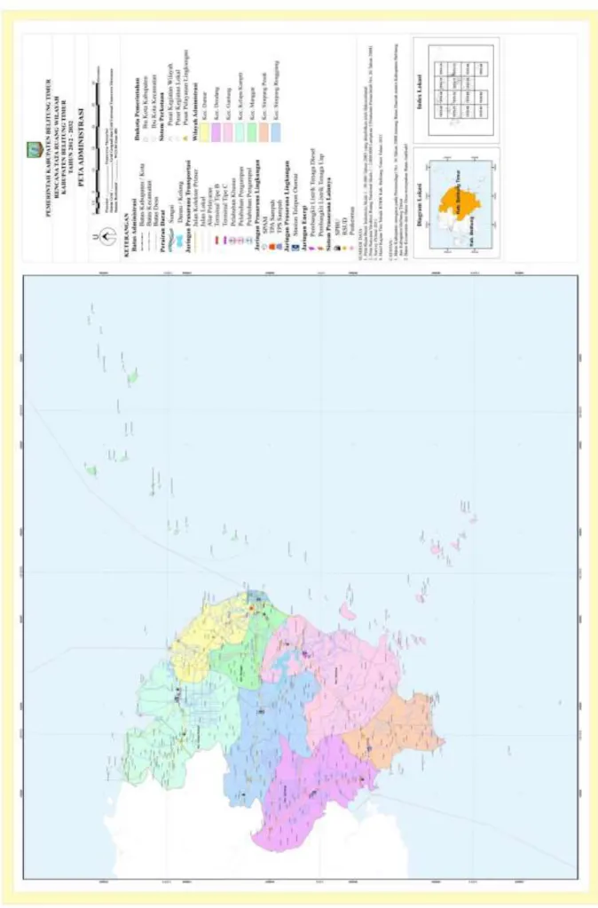 Gambar 2.1 Peta Administrasi Kabupaten Belitung Timur 