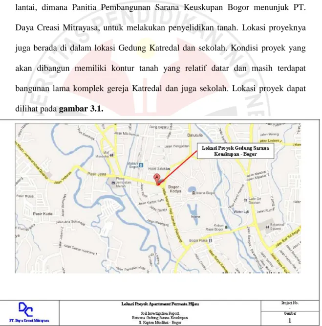 Gambar 3.1. Lokasi Proyek Gedung Sarana Keuskupan- Bogor 