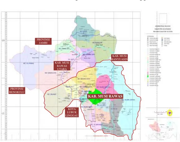 Gambar 2.1 Peta Posisi Kabupaten Musi Rawas 