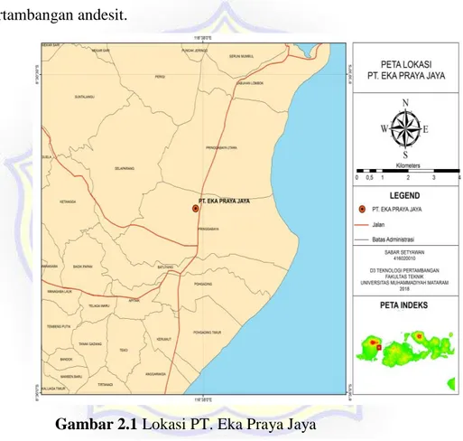 Gambar 2.1 Lokasi PT. Eka Praya Jaya  (Sumber : Setiawan,2018)  2.3 Iklim dan Curah Hujan 