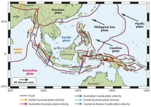 Gambar 1.1  Peta Lempeng Tektonik Indonesia (Al-Farisi, 2015) 