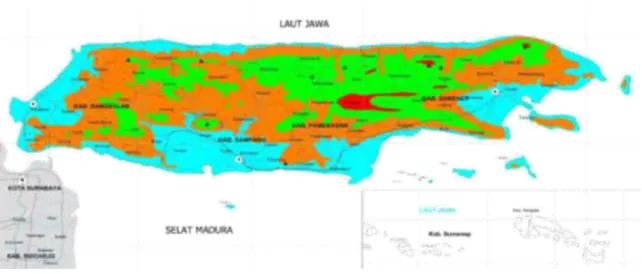 Gambar 1.2 Kondisi Ketinggian Permukaan Tanah Pulau Madura  Sumber : Kajian Pengembangan Pulau Madura, Tahun 2009, Kementerian PU 