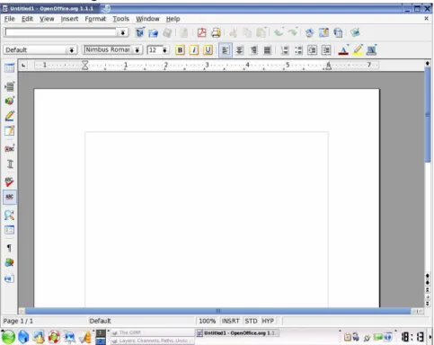 Gambar 7. Lingkungan kerja OpenOffice.org Writer di platform Linux 