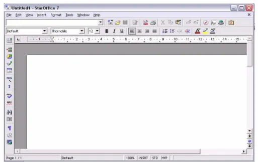 Gambar 6. Lembar kerja Text Document pada StarOffice dengan platform Windows 