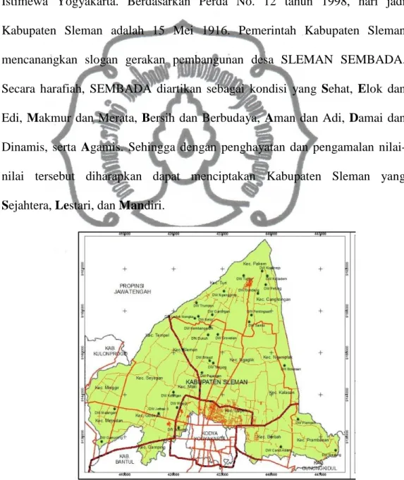 Gambar III.1 Peta Wilayah Kabupaten Sleman  Sumber: LITM Geografi UGM 