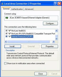 Gambar 2.1. Protokol yang terpasang di komputer pada window Local Area  Connection Properties[3] 