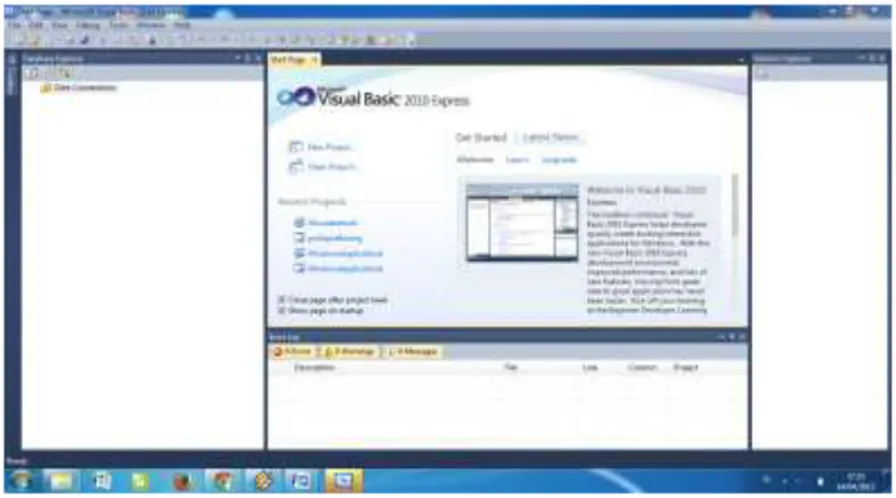 Gambar II.5. Tampilan Utama Visual Studio 2010  Sumber : (Wahana Komputer;2010:12) 