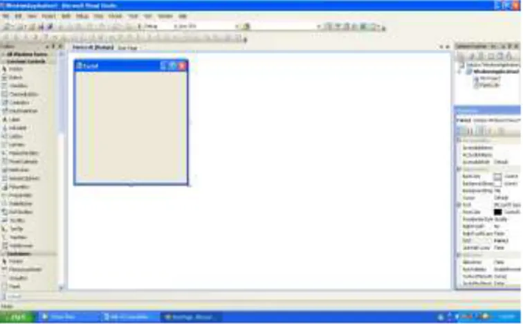 Gambar II.6. Tampilan Area Kerja Visual Studio.NET  Sumber: (Wahana Komputer; 2010: 10) 